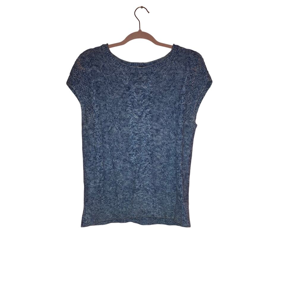 🚨 FINAL CHANCE SALE Talbots Heather Blue Linen Blend Cable Knit small